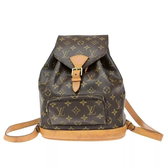 LOUIS VUITTON Montsouris MM Backpack Bag Monogram Leather Brown - Picture 1 of 16